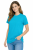 T-shirt damski krótki rękaw 100% bawełna kolor turkusowy widok z boku.png