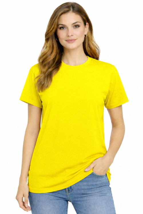 T-shirt damski krótki rękaw 100% bawełna kolor żółty.png