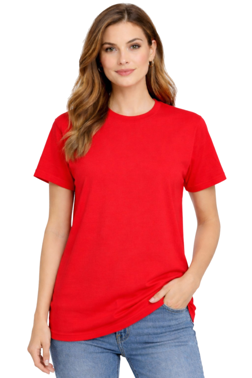 T-shirt damski krótki rękaw 100% bawełna kolor czerwony.png