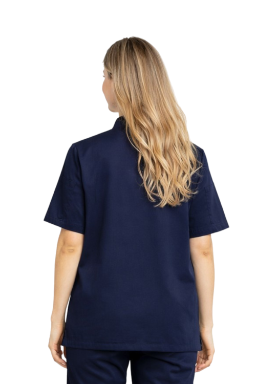 Elastyczna bluza kucharska unisex zapinana na napy kolor granatowy.png