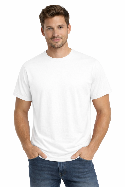 T-shirt męski krótki rękaw 100% bawełna kolor biały.png