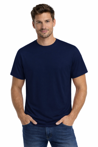 T-shirt męski krótki rękaw 100% bawełna kolor granatowy.png