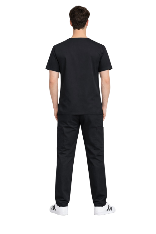 Komplet męski medyczny czarny BASIC PREMIUM widok z tyłu.png