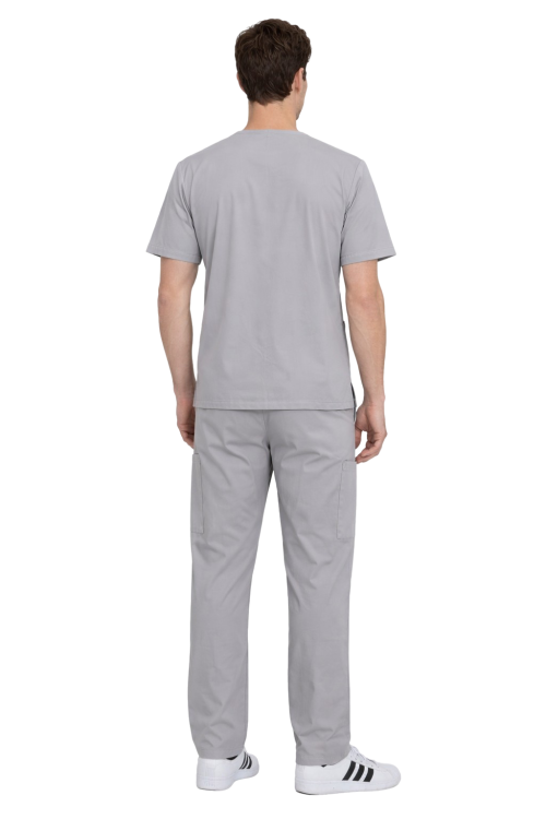 Komplet męski medyczny szary BASIC PREMIUM widok z tyłu.png