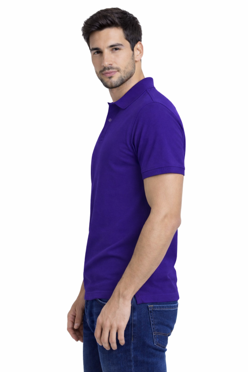 Koszulka polo męska krótki rękaw purpurowy widok z boku.png