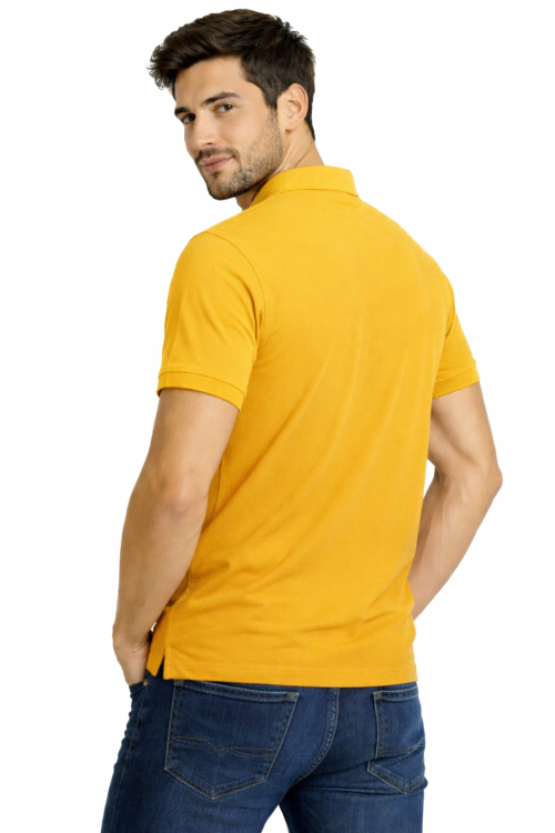 Koszulka polo męska krótki rękaw żółta widok z tyłu.png