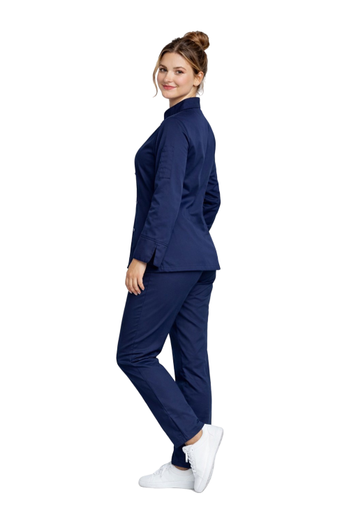 Zestaw kucharski damski elastyczny kolor granatowy zapinany na napy