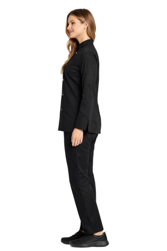 Zestaw czarny kucharski elastyczny zapinany na napy,prosty krój