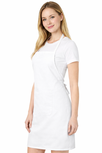 Fartuszek kuchenny gastronomiczny z kieszenienią biały prawy bok.png