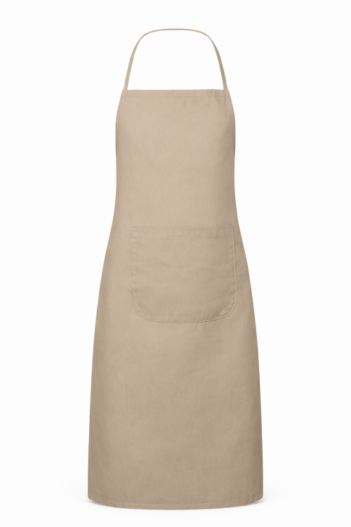 Fartuszek kuchenny gastronomiczny z kieszenienią beżowy mockup.png