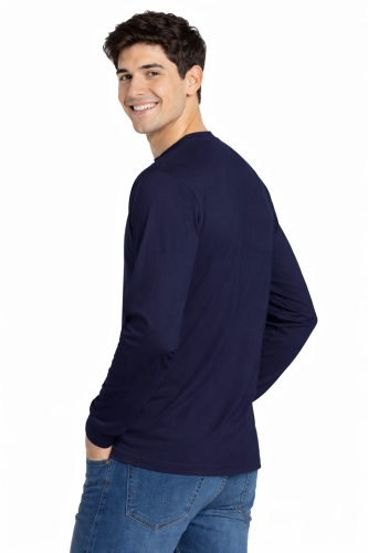 T-shirt męski z długim rękawem 170g granatowy widok z tyłu.png