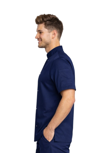 bluza kucharska na napy krótki rękaw granatowa