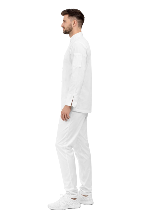 Gastronomiczny zestaw dla kucharza – uniform zapinany na guziki kolor biały