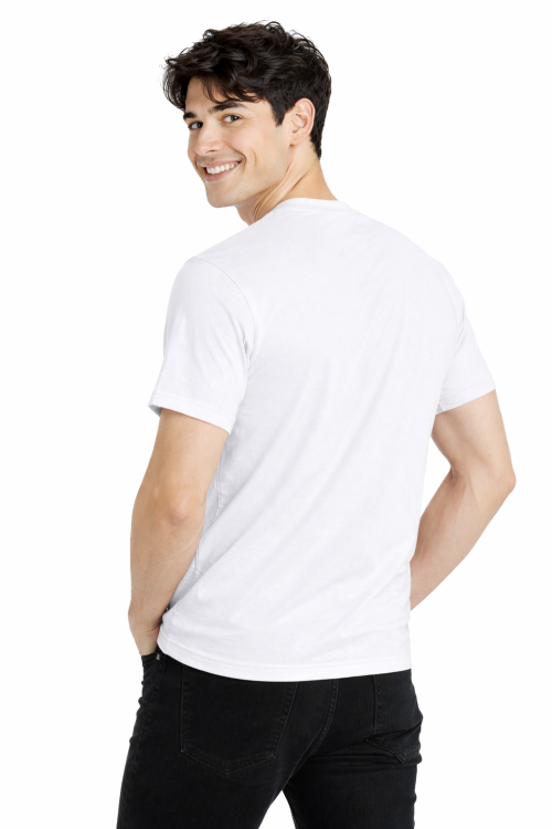 T-shirt męski z krótkim rękawem gramatura 190g biały widok z tyłu.png