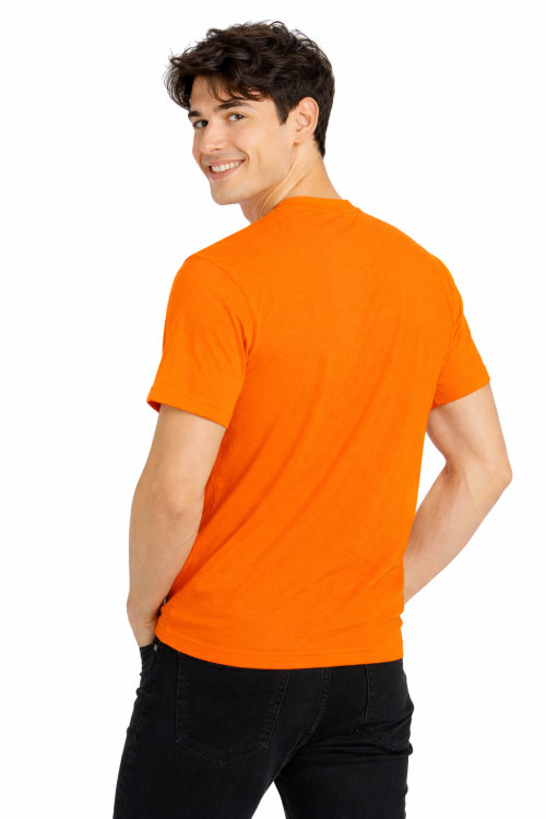 T-shirt męski z krótkim rękawem gramatura 190g pomarańczowy widok z tyłu.png