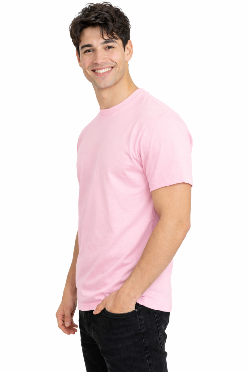 T-shirt męski z krótkim rękawem gramatura 190g różowy widok z boku.png