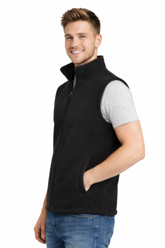 Kamizelka bezrękawnik polar zapinany na zamek czarny widok z boku.png