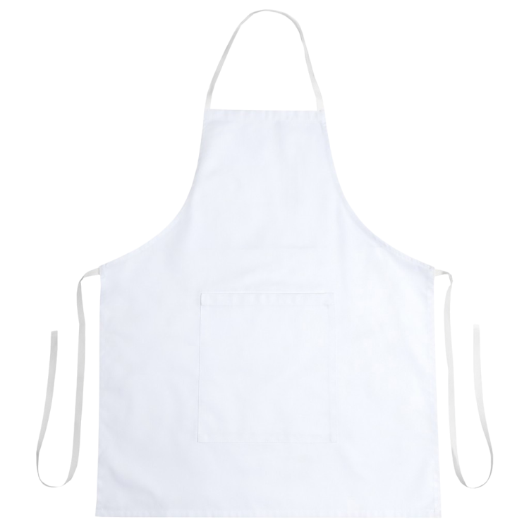 Fartuszek kuchenny z kieszonka wiązany z tyłu kolor biały mockup.png