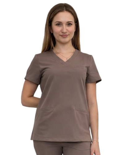 Damska bluza medyczna cappucino BASIC PREMIUM