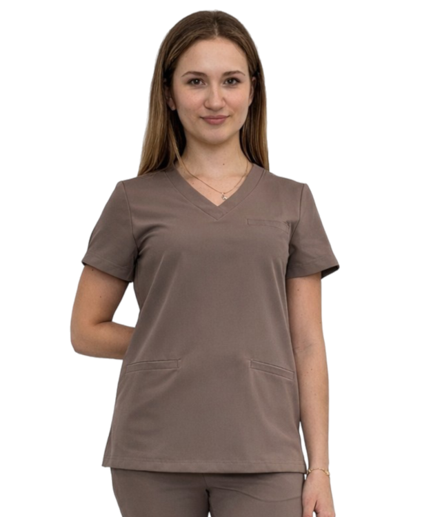 Damska bluza medyczna cappucino BASIC PREMIUM