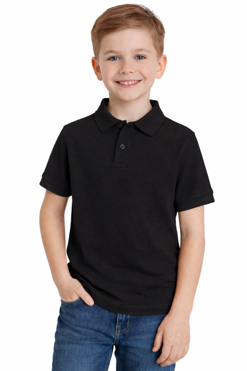 Koszulka polo dziecięca dla chłopca i dziewczynki w wieku 3-14 lat czarna.png