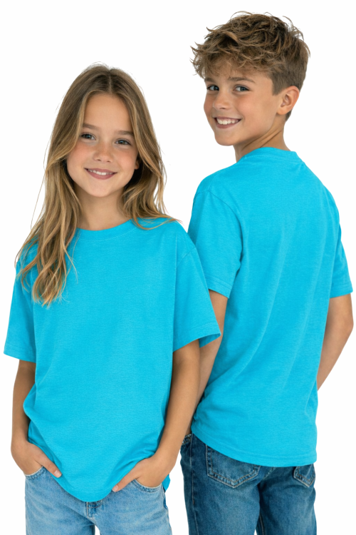 T-shirt dziecięcy dla chłopca i dziewczynki kolor turkusowy.png