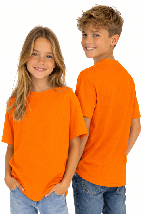 T-shirt dziecięcy dla chłopca i dziewczynki kolor pomarańczowy.png