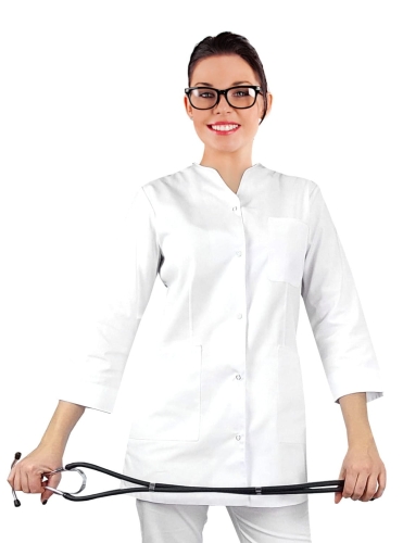 Sieviešu medicīnas žakete ar 3/4 piedurknēm, balta