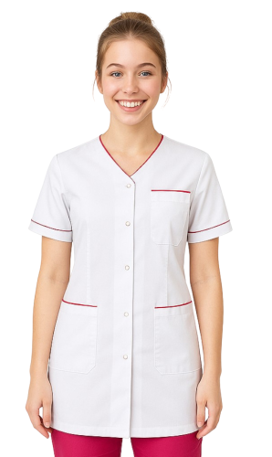 Żakiet medyczny damski z amarantową lamówką