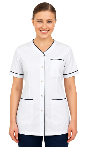 Żakiet medyczny damski z granatową lamówką