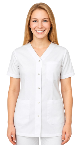 Biały fartuch lekarski z lamówką