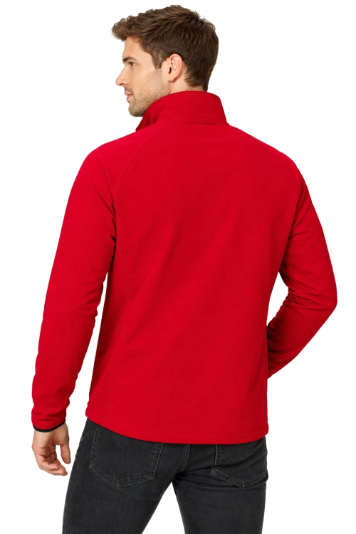 Kurtka męska softshell z kieszeniami zapinana na zamek kolor czerwony widok z tyłu.png