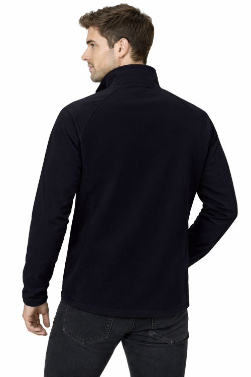 Kurtka męska softshell z kieszeniami zapinana na zamek kolor granatowy widok z tyłu.png