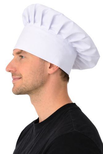Czapka kucharza szefa kuchni biała widok z boku.png