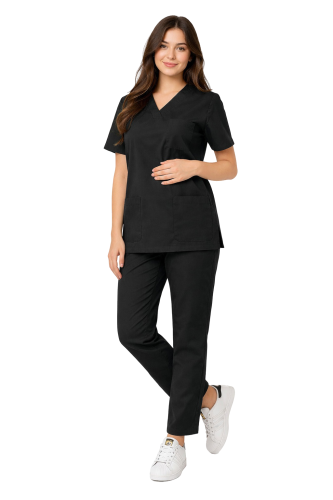 Komplet medyczny damski 100% bawełna w kolorze czarnym