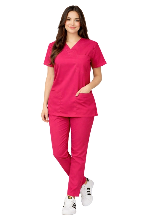 fartuch medyczny damski COMFORT FLEX amarantowy