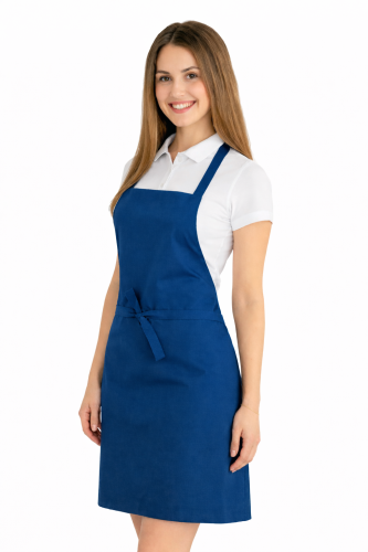 Fartuszek do kuchni dla gastronomii kolor ciemny niebieski widok z boku.png