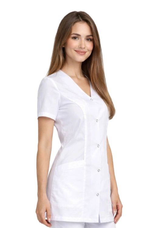 Biały elastyczny  żakiet medyczny damski CASUAL PREMIUM
