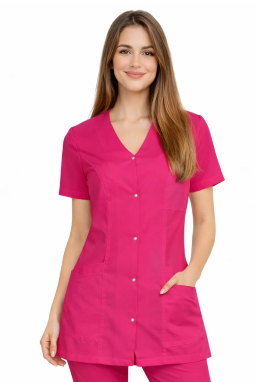 Amarantowy elastyczny  żakiet kosmetyczny damski CASUAL PREMIUM