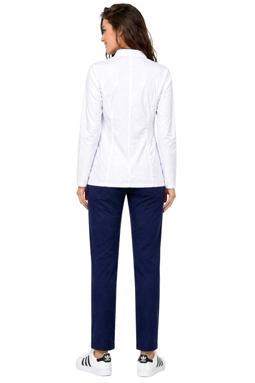 Biała bluza z granatową lamówką  na napy  i granatowe cygaretki w komplecie MEDICAL BEAUTY